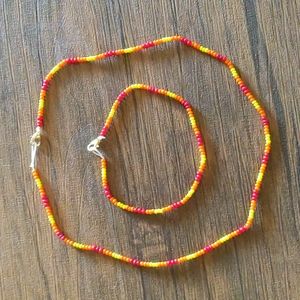 Beaded Choker & Bracelet, Warm Tones ☀️
